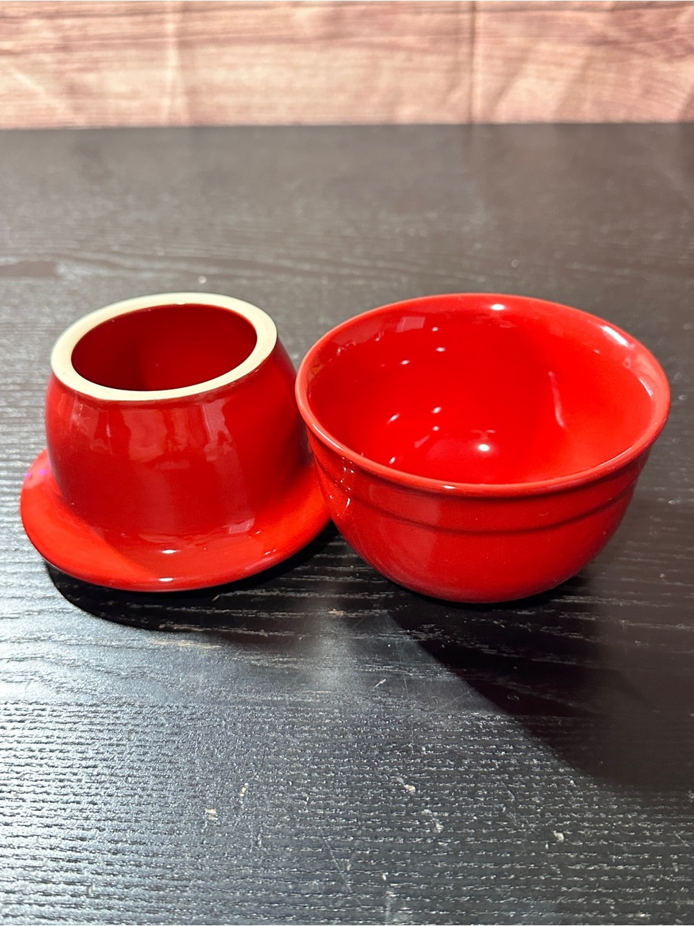 Emile Henry Red Porcelain Ceramic Butter Bell Keeper Crock France 8610